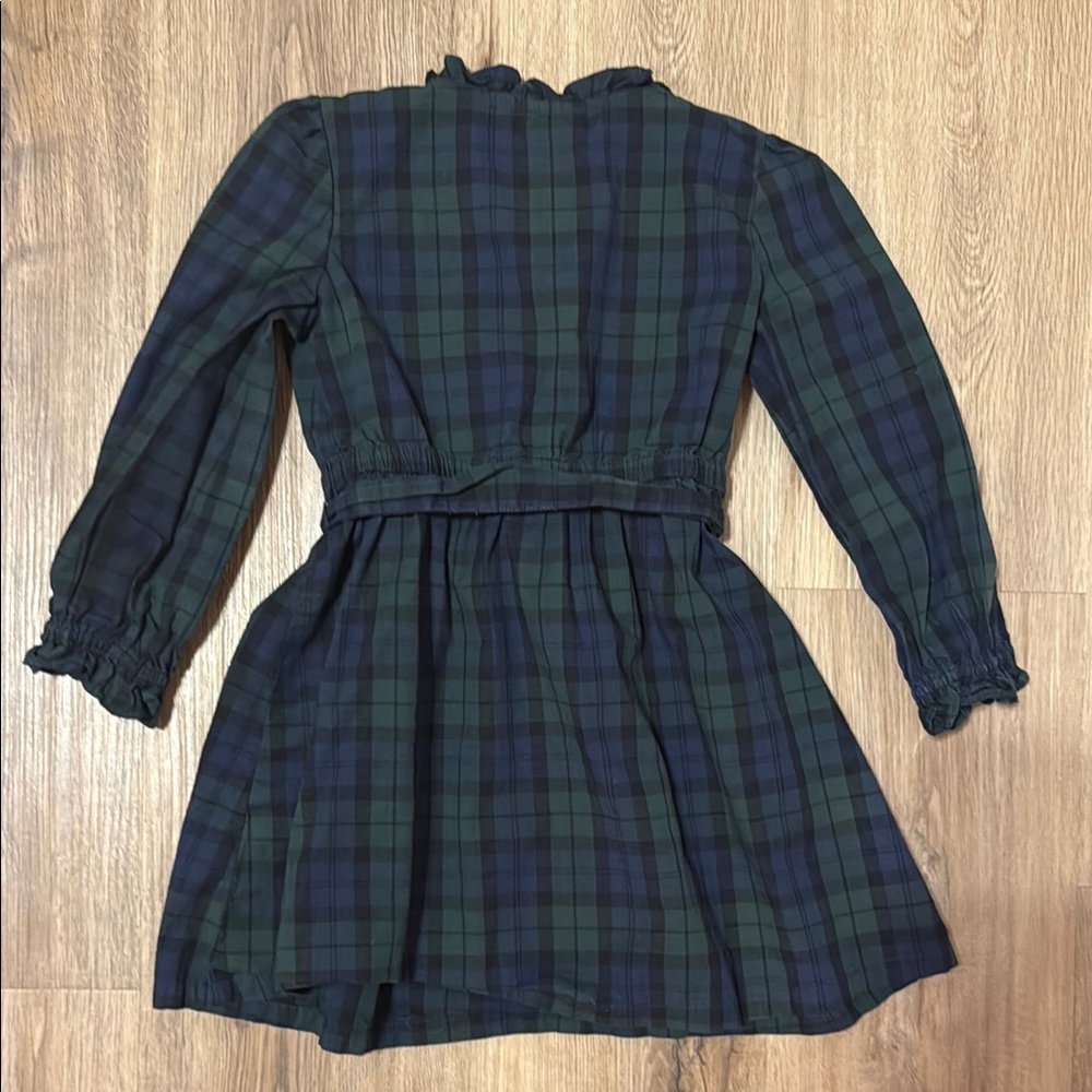 Crewcuts Blue and Green Plaid Ruffled Bishop Sleeve Dress - Picture 3 of 3